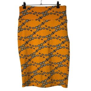 Lularoe Golden Yellow Gray Pebble Cassie Pencil Skirt S